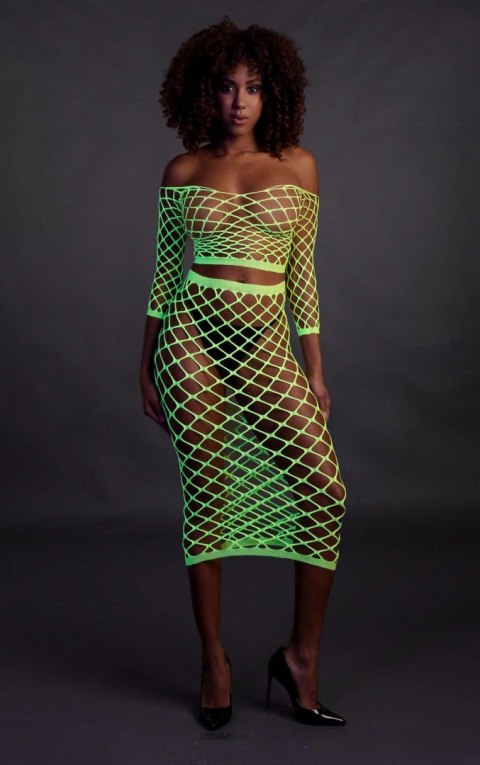 Long Sleeve Crop Top and Long Skirt - Green - XS/XL Ouch! Long Sleeve Crop Top and Long Skirt - Green - XS/XL Ouch!