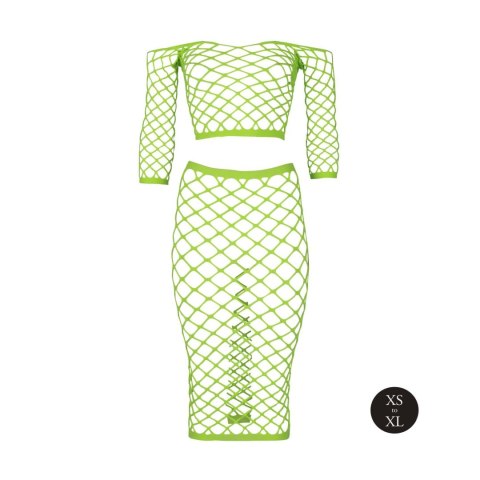 Long Sleeve Crop Top and Long Skirt - Green - XS/XL Ouch! Long Sleeve Crop Top and Long Skirt - Green - XS/XL Ouch!