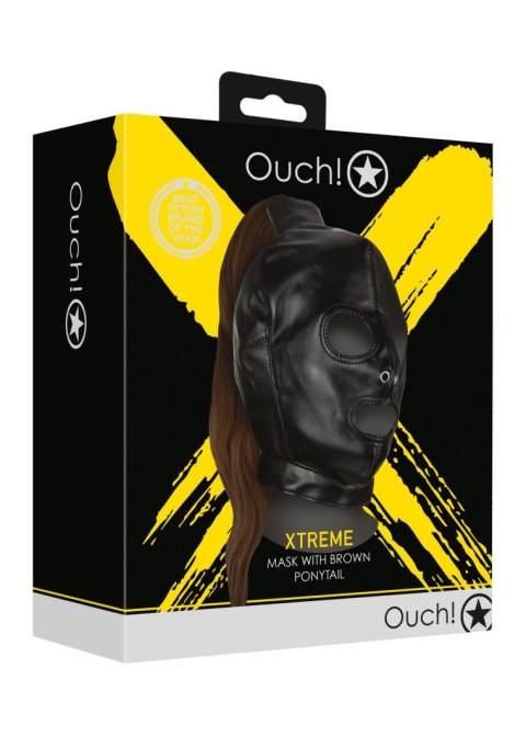 Mask with Brown Ponytail - Black Ouch! Mask with Brown Ponytail - Black Ouch!