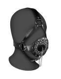 Open Mouth Gag Head Harness with Plug Stopper - Black Ouch! Open Mouth Gag Head Harness with Plug Stopper - Black Ouch!