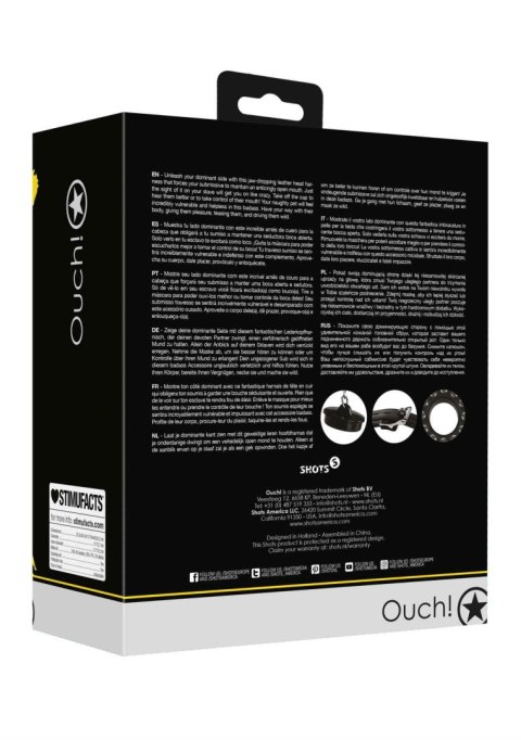 Open Mouth Gag Head Harness with Plug Stopper - Black Ouch! Open Mouth Gag Head Harness with Plug Stopper - Black Ouch!