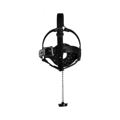 Open Mouth Gag Head Harness with Plug Stopper - Black Ouch! Open Mouth Gag Head Harness with Plug Stopper - Black Ouch!