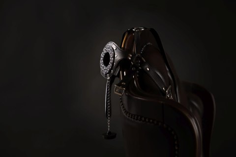 Open Mouth Gag Head Harness with Plug Stopper - Black Ouch! Open Mouth Gag Head Harness with Plug Stopper - Black Ouch!