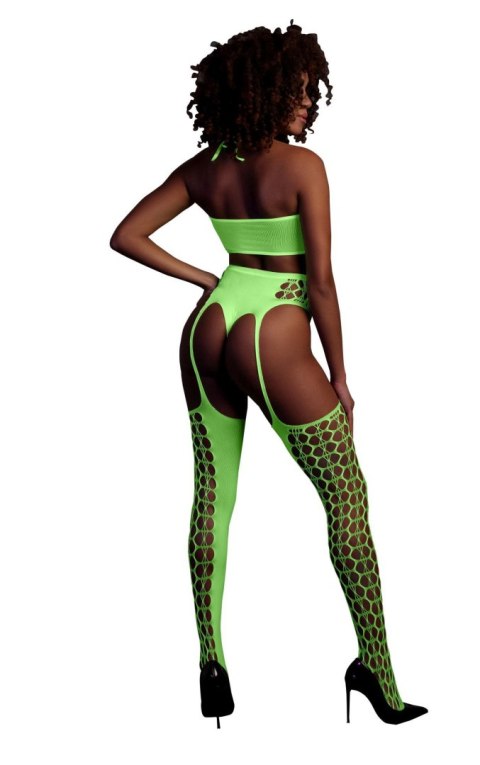 Two Piece with Crop Top and Stockings - Green - XS/XL Ouch! Two Piece with Crop Top and Stockings - Green - XS/XL Ouch!