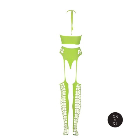 Two Piece with Crop Top and Stockings - Green - XS/XL Ouch! Two Piece with Crop Top and Stockings - Green - XS/XL Ouch!