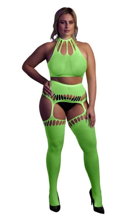 Two Piece with Crop Top and Stockings XL/XXXXL Ouch! Two Piece with Crop Top and Stockings XL/XXXXL Ouch!