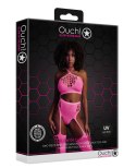 Two Piece with Crop Top and Stockings - Pink - XS/XL Ouch! Two Piece with Crop Top and Stockings - Pink - XS/XL Ouch!