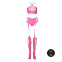Two Piece with Crop Top and Stockings - Pink - XS/XL Ouch! Two Piece with Crop Top and Stockings - Pink - XS/XL Ouch!