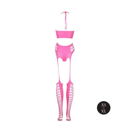Two Piece with Crop Top and Stockings - Pink - XS/XL Ouch! Two Piece with Crop Top and Stockings - Pink - XS/XL Ouch!