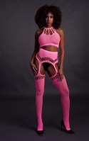 Two Piece with Crop Top and Stockings - Pink - XS/XL Ouch!