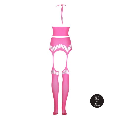 Two Piece with Crop Top and Stockings - Pink - XS/XL Ouch! Two Piece with Crop Top and Stockings - Pink - XS/XL Ouch!