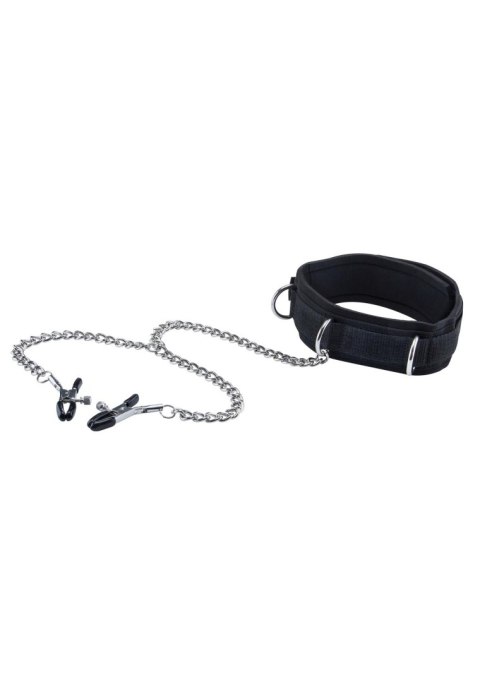 Velcro Collar With Nipple Clamps - With Adjustable Straps Ouch! Velcro Collar With Nipple Clamps - With Adjustable Straps Ouch!