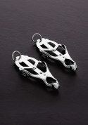2 Squeezer Teaser Clover Nipple Clamps W Ring Steel 2 Squeezer Teaser Clover Nipple Clamps W Ring Steel