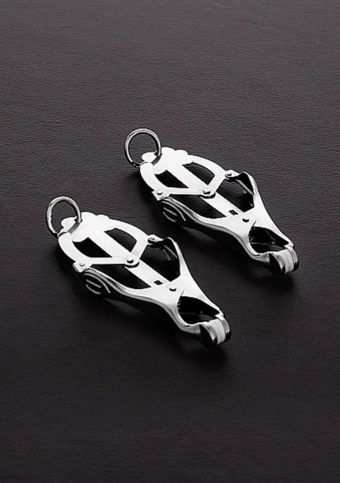 2 Squeezer Teaser Clover Nipple Clamps W Ring Steel 2 Squeezer Teaser Clover Nipple Clamps W Ring Steel