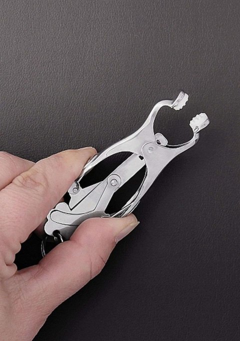 2 Squeezer Teaser Clover Nipple Clamps W Ring Steel 2 Squeezer Teaser Clover Nipple Clamps W Ring Steel