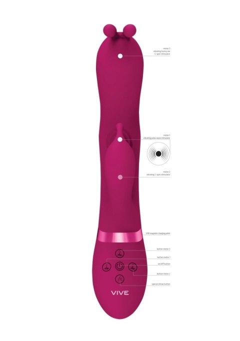 Gada - Vibrating Bunny Ear G-Spot Rabbit with Pulse Wave Shaft Vive Gada - Vibrating Bunny Ear G-Spot Rabbit with Pulse Wave Shaft Vive