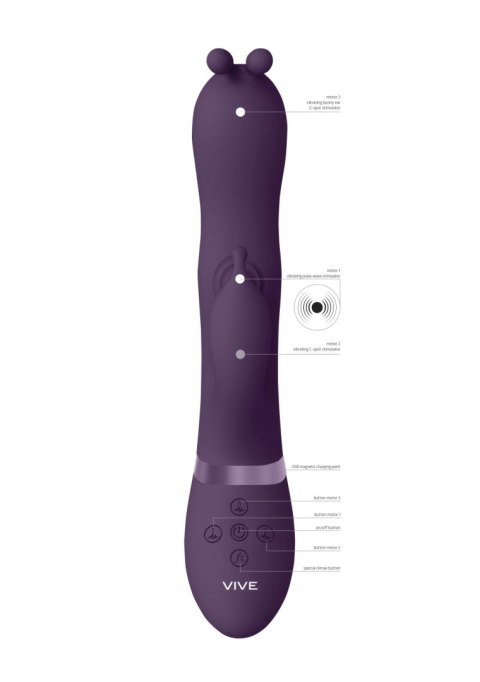Gada - Vibrating Bunny Ear G-Spot Rabbit with Pulse Wave Shaft Vive Gada - Vibrating Bunny Ear G-Spot Rabbit with Pulse Wave Shaft Vive