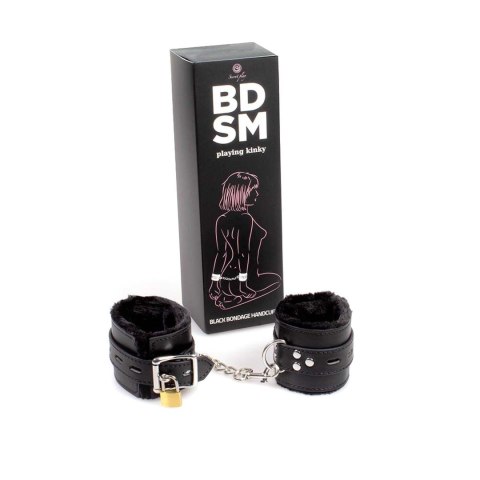 Kajdanki-Black Bondage Handcuffs BDSM Secret Play Kajdanki-Black Bondage Handcuffs BDSM Secret Play