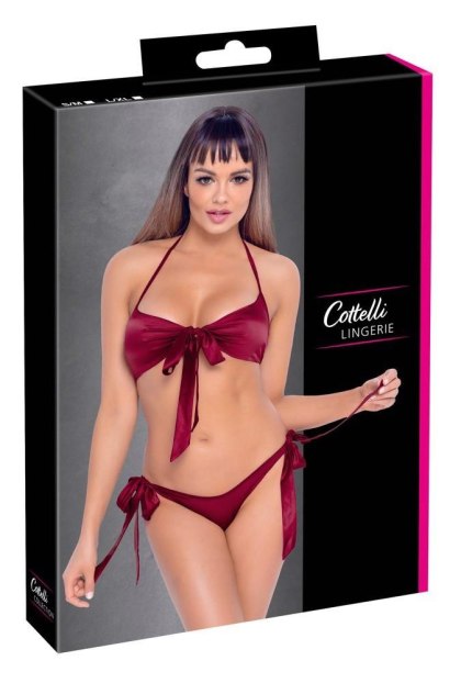 Cottelli Lingerie - czerwony komplet wiązany na kokardki, L/XL